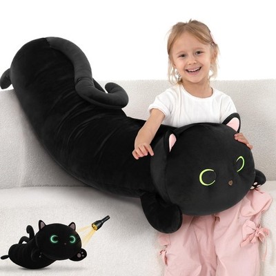 MaoGoLan Black Cat Plush Body Pillow, 44 Giant Glow in The Dark Cat Stuffed A...
