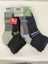 Fruit of the Loom Boys Ankle Socks Size L 3 9 6 Pair Cushioned Arch Support NIP