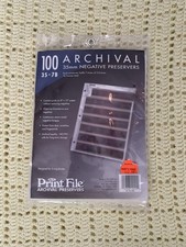 Print File Archival 35mm Size Negative Pages Holds Seven Strips of Five Frames -