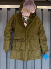 Columbia Kids Girls Blue Hooded Winter Parka Jacket Faux Fur Trim Size XL
