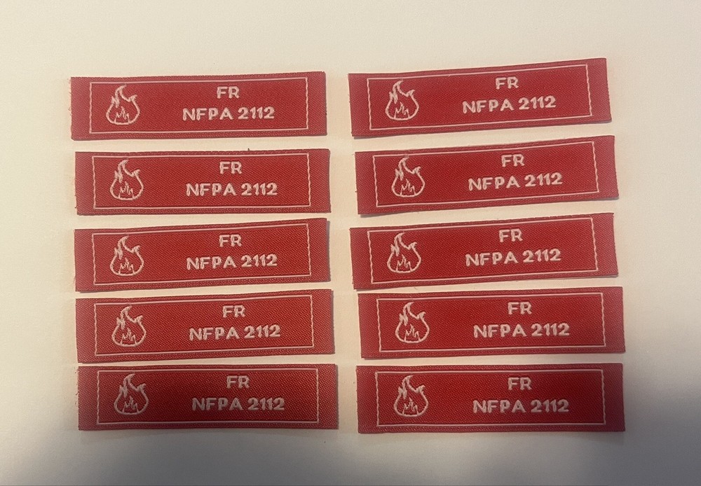 10 FR NFPA 2112 Iron On Patch / Tag Fire Retardant Pants Shirt Jacket