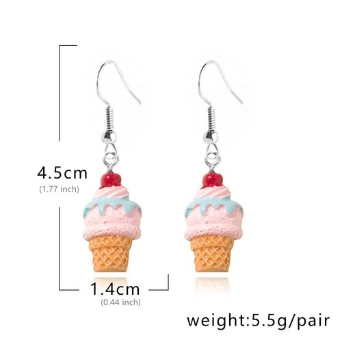 1 Pairs Unique Cute Colorful Ice Cream Drop Earrings for Women Girls 3D Ice Crea - Picture 2 of 6