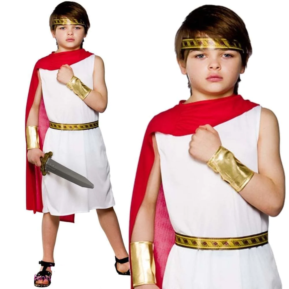 Roman Boy Costume Kids White Red Roman Boy Costume Kids White Red