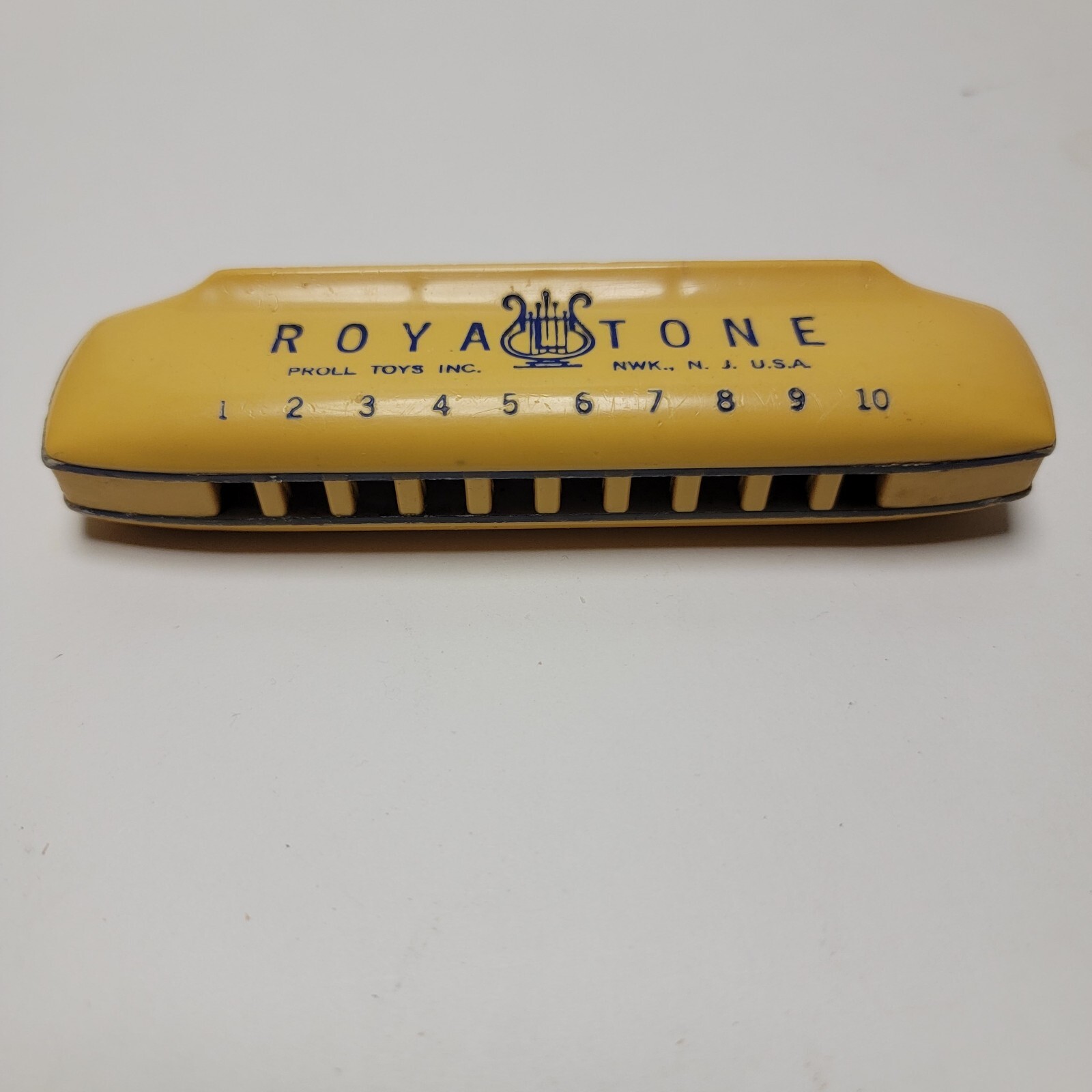 Rare 1950's Yellow Children's Plastic Royal Tone Harmonica by Proll
