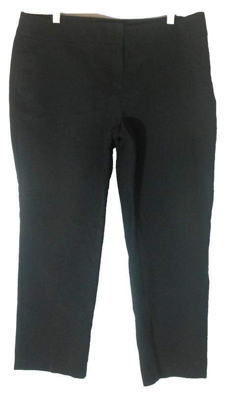 Kasper Ankle Pants 14 Black Straight Leg Pockets Light Stretch Front Zip GUC