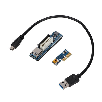 PCI-E 1X Extension Cable Cord Riser Card Power USB Extender 30cm Black Kit