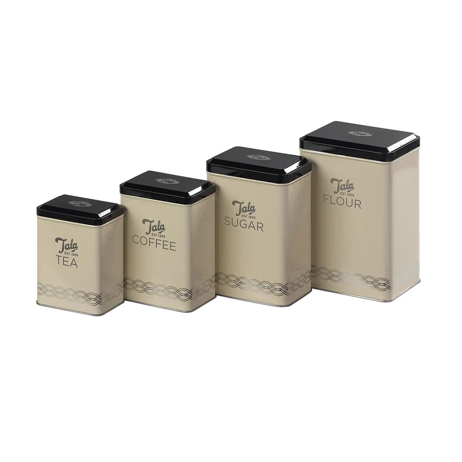 Tala Indigo & Ivory Flour, Tea, Coffee & Sugar Storage Tins Set