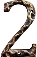 5.5 Inch Cast Iron House Numbers, Highly Visible, Antique Brass