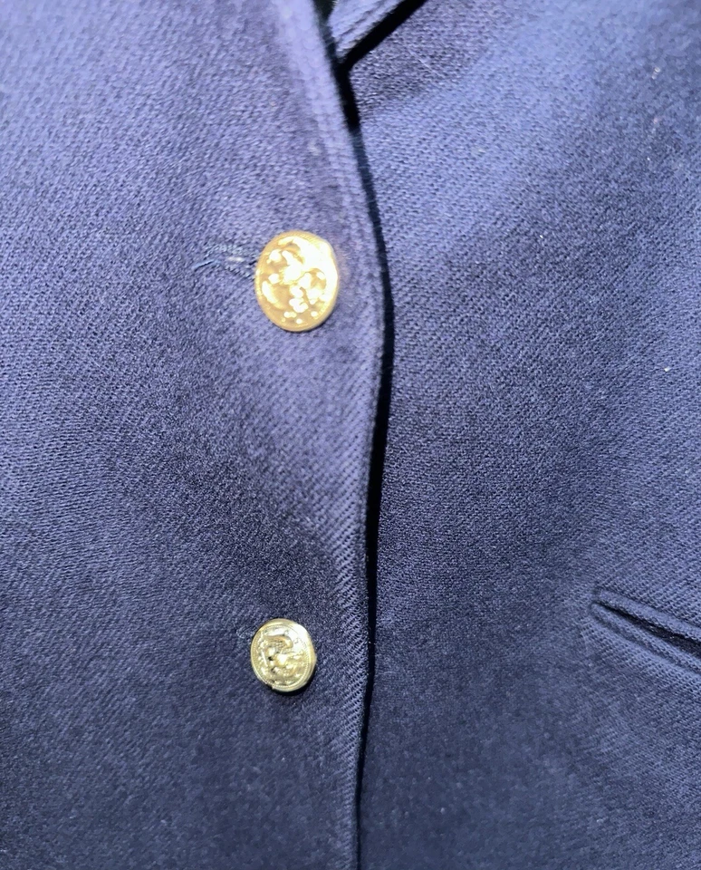 VTG 80s Calvin Klein Blazer Sport Coat Wool Gold Button Crest Navy Blue RARE - Image 2 of 4