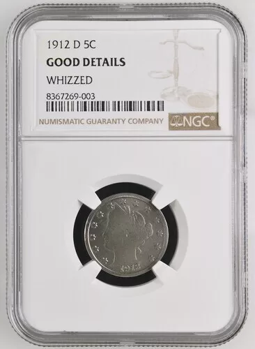1912 Denver Mint Liberty Nickel 5 Cents NGC Good Details Whizzed