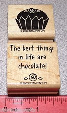 Cupcake Chocolate Rubber Stamps w/Flower Saying Phrase by Stampin Up Oh So Sweet