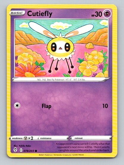 2021 Pokemon Card Evolving Skies Cutiefly 78/203
