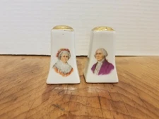 Vintage George & Martha Washington Souvenir Salt Shaker Set Mount Vernon Cork