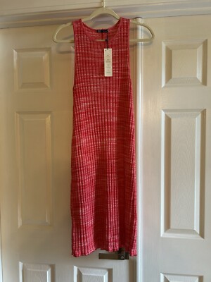 Zara Red Ribbed Open Back Midi Dress Size M Women