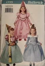 Butterick 4599 Girls Princess Renaissance Costume Pattern Uncut All Sizes