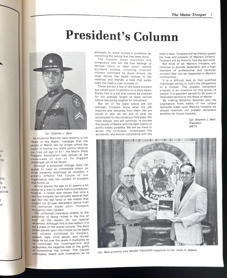 RARE VINTAGE 1983 THE MAINE TROOPER MAGAZINE "A SPECIAL BREED" COL. ALAN H.WEEKS - Image 2 of 4