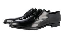PRADA Polishes Derby Dress Suit Shoes - Leather Sole Black NEW -  US 12 EU 45