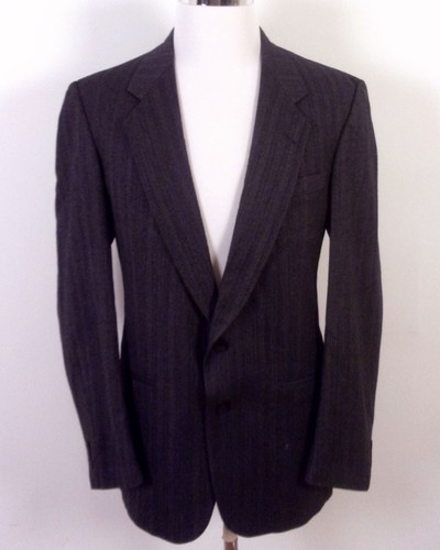 vintage EUC Henry Grethel Men's Gray 100% Wool Striped 2 Pc Business Suit 42 L - Picture 2 of 8
