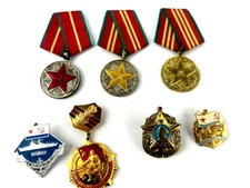Lot of rare Soviet era Navy Captain Original Medals and Badges , Great Mint Cond