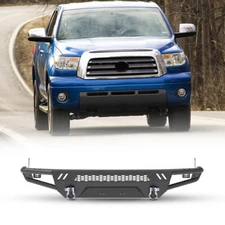 For 2007-2013 Toyota Tundra Black Front/Rear Bumper w/LED Lights+D-Rings Steel