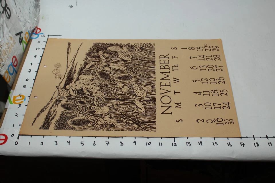 Calendario de pared de gran tamaño Wolf Creek Printery of Alderson, Virginia Occidental años 70 Foto 4 de 4