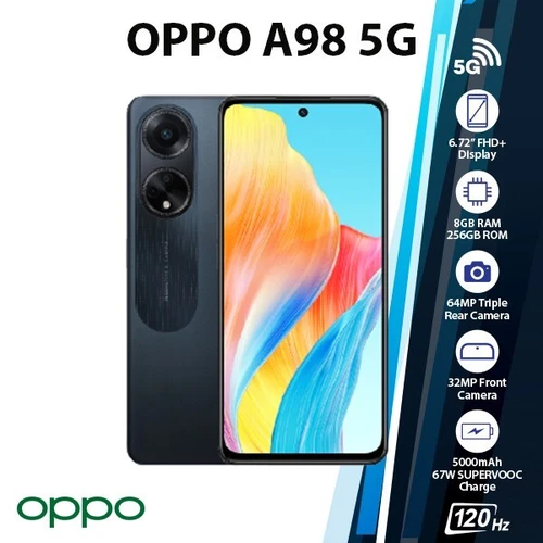 Unlocked OPPO A98 5G 8GB256GB GLOBAL Ver. Android Dual SIM Mobile Phone BLACK