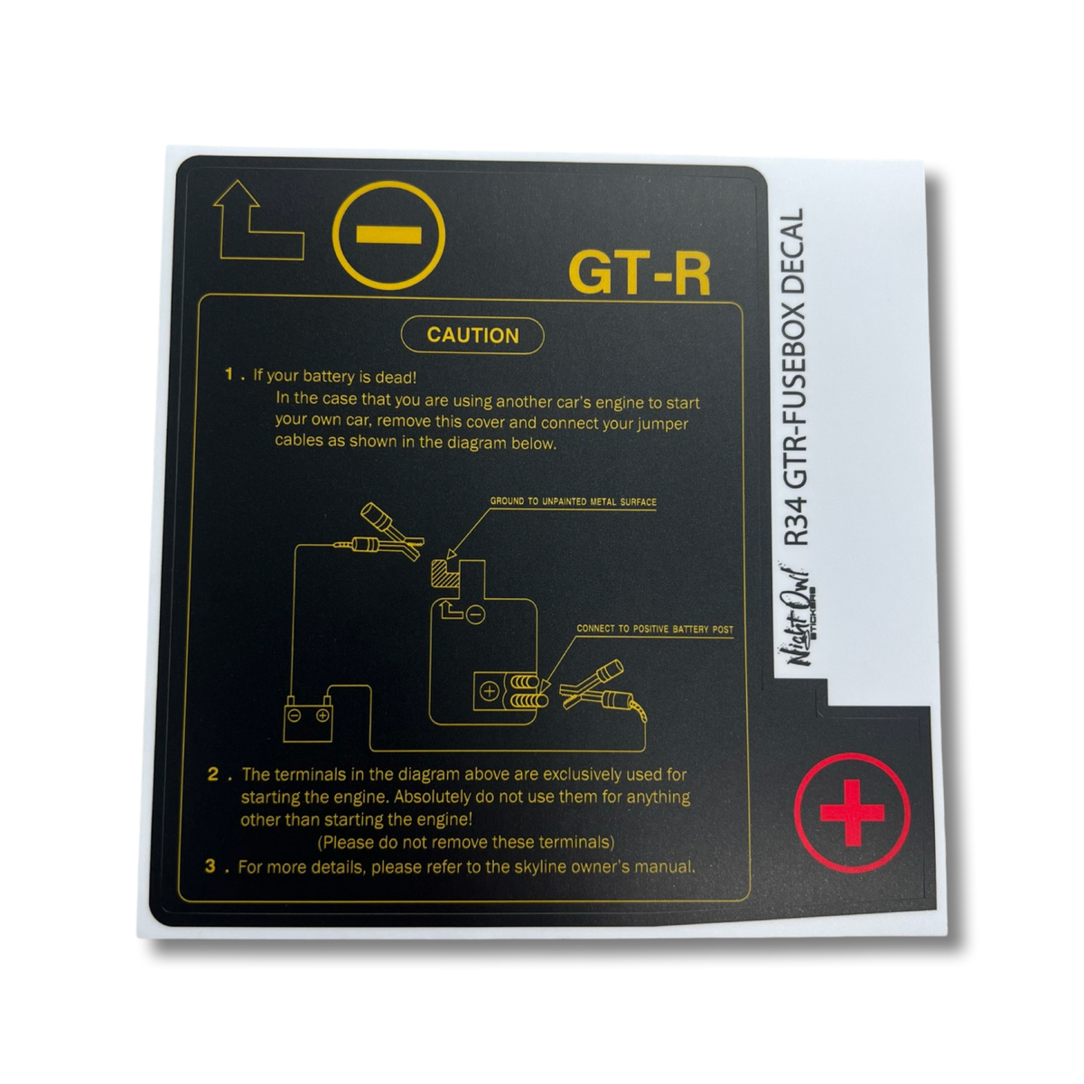 Nissan Skyline R34 GTR Fuse Box Cover Decal Label (YELLOW
