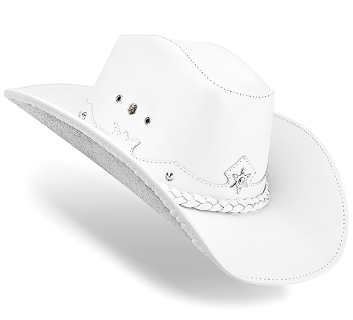 White Cowboy Hat Genuine Leather Bride 