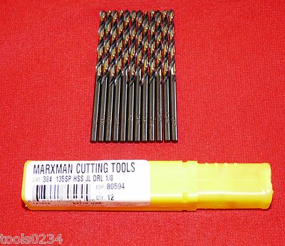 1/8'' Jobber Drill Bit Bits LOT OF 12 Black & Gold Morse Marxman MX1080594 USA