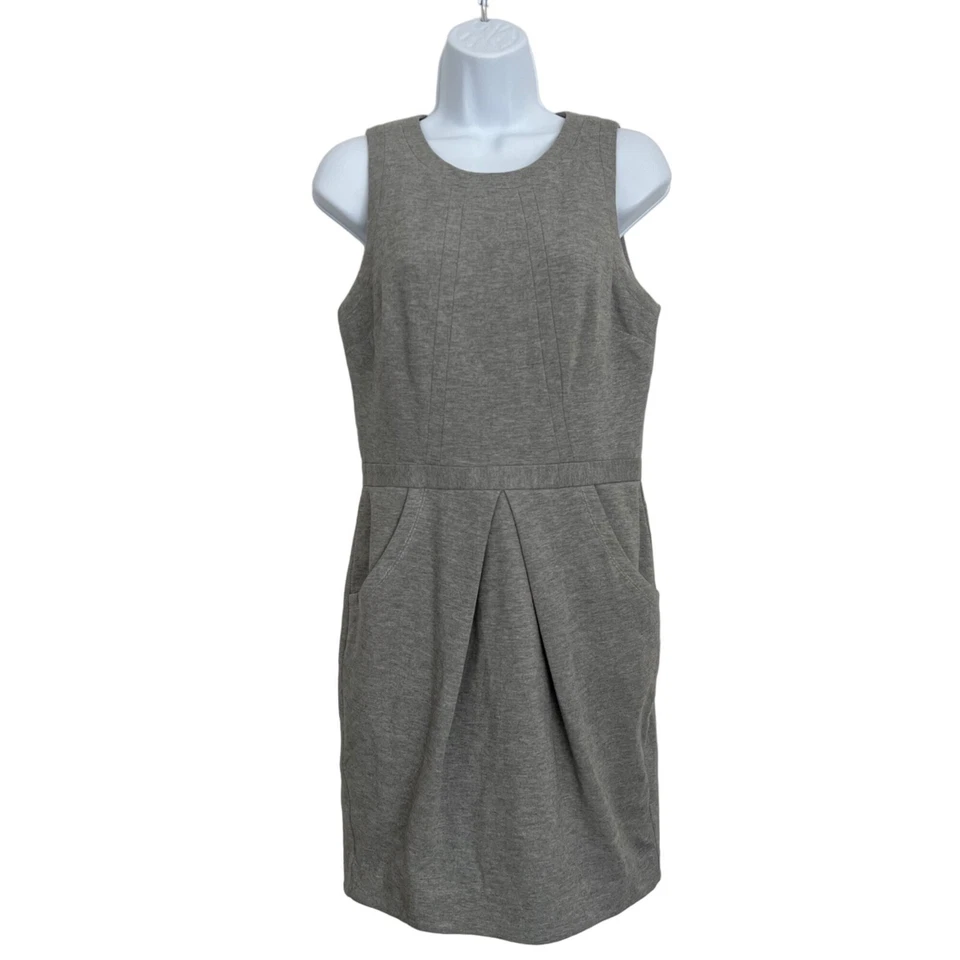 Vestido Poleci Mini Shift Gris Viscosa Nylon Elástico Sin Mangas Bolsillos Talla 4 Foto 3 de 4