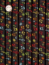 Music Fabric Color Notes Scales Black All That Jazz Cotton Blank Textiles Yard