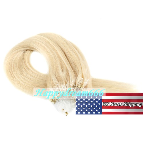 Micro Ring Loop Tip Remy Human Hair Extensions Silky Straight Micro Bead Link US - Picture 45 of 84