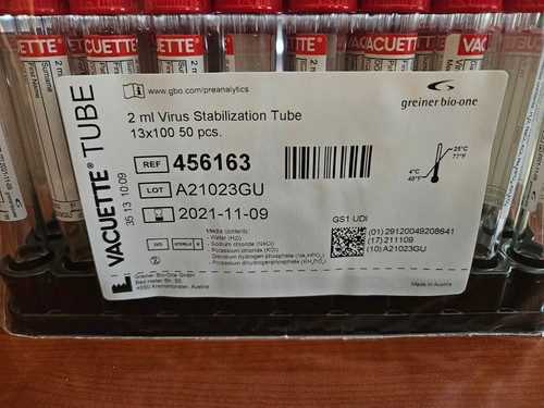 Vacuette Tube 456163 2ml Virus Stabilization Tubes 50 pcs., New, Free Ship - Picture 3 of 3