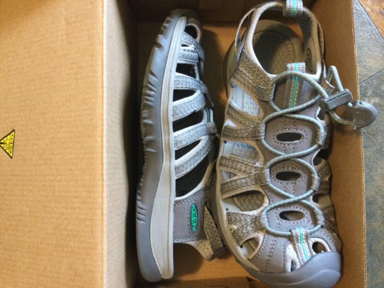 Nuove scarpe sandalo acqua KEEN Whisper grigio pavone blu acqua punta chiusa donna 6