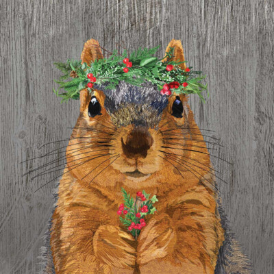 ppd 20 Servietten ''Winter Berry Squirrel'' 33 x 33 cm Napkins Eichhörnchen Winter