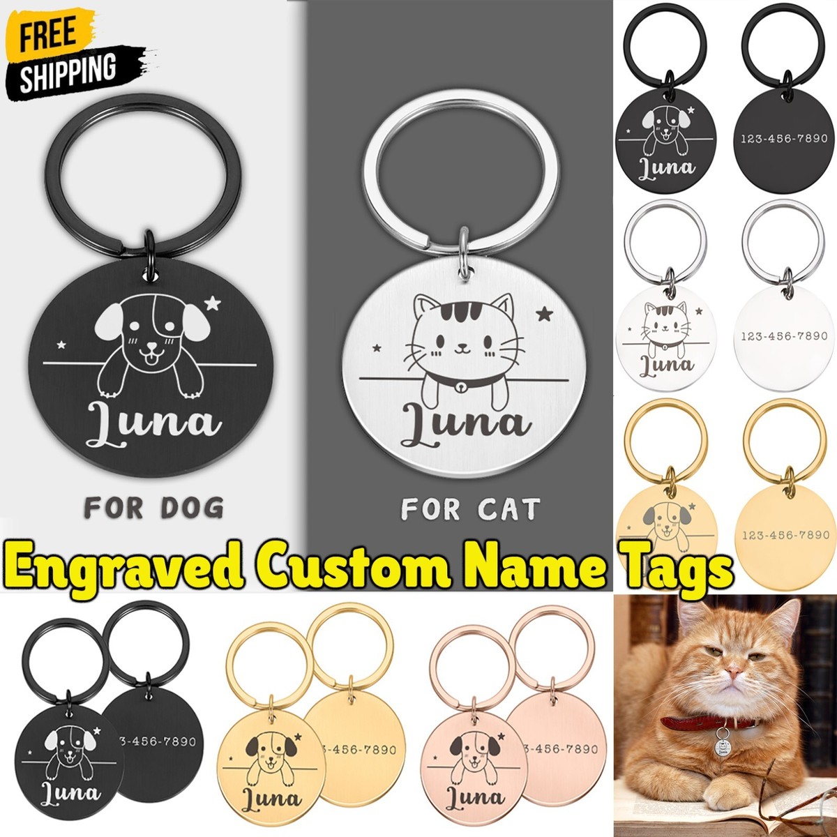 Custom Engraved Pet Tags Free Shipping 30% Off Pawzee Glitter Dog