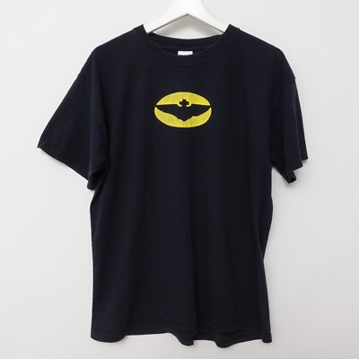 Vintage BAT Cross Christian God Batmam Comic T Shirt Black Size MEDIUM FIT 90s