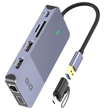 USB Docking Station GIQ USB C hub USB 3.0 to Dual HDMI VGA Adapter