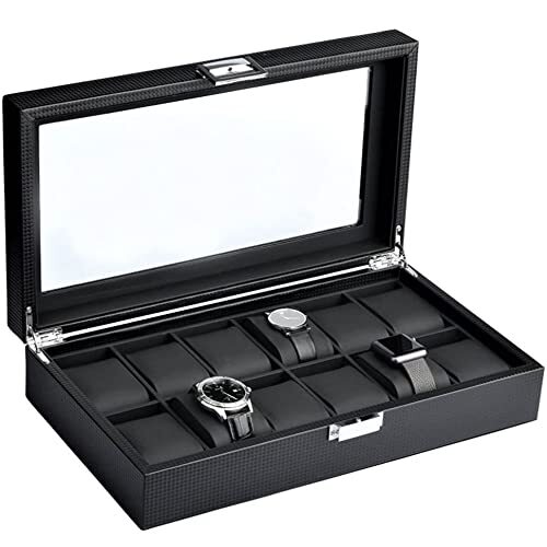 Mantello Watch Box - 12 Slot Watch Cases for Men- Watch Case  Assorted Styles 