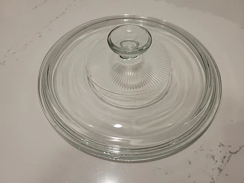 VTG Pyrex G-1-C Borosilicate Clear Glass Lid For 2.5 Qt Corning Ware Large Knob