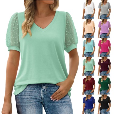 Plus Size Womens Blouse T-Shirt Summer Short Sleeve Ladies Casual Tops Tee Shirt