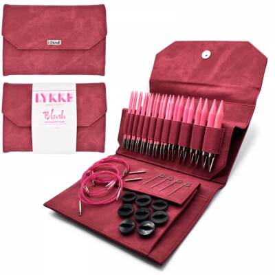 Lykke Inter Knitting Needle Set; 5'' tips: Dandelion and Crimson case colors