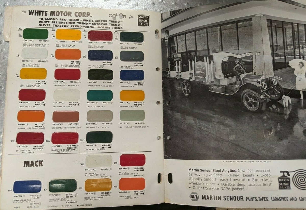 NAPA Automotive Color Directory 1969 Manual Martin Senour Paints