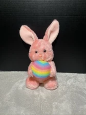 Vintage Animal Fair Pink Bunny Rabbit Plush Bunnyville Easter Egg Stuffed Toy