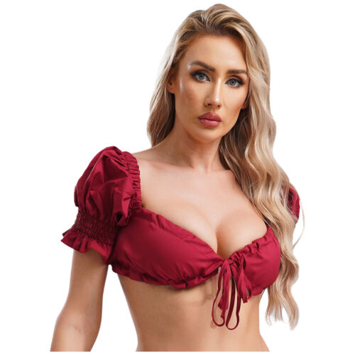 Damen Shirt Sexy Crop Top Weiche Oberteil Atmungsaktiv Bluse Elastischen Bünd - Picture 31 of 57