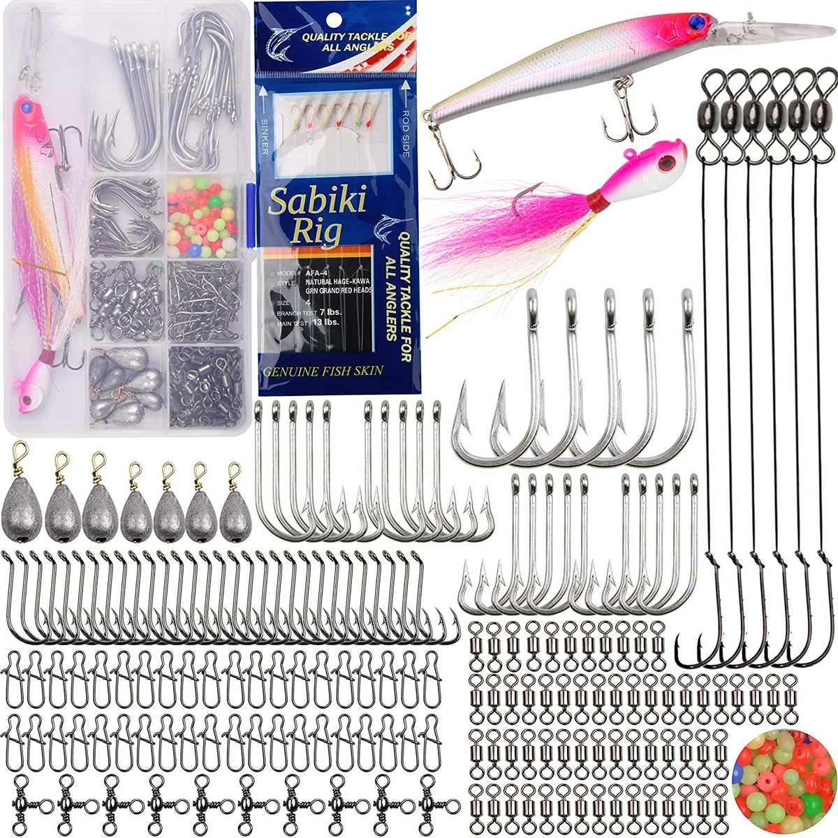 226pcs Saltwater Fishing Lures Surf Fishing Tackle Kit - Fishing Bait Rigs  Hooks