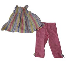 2 Pc Tommy Bahama Girls Size 4T Multicolor Striped Top and Pink Leggings Set