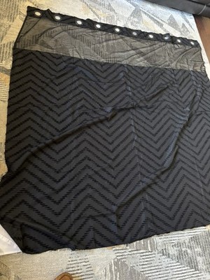 Black Shower Curtain with Liner - Textured Heavy Snap Off Liner 72''W x 75''H NEW
