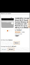 Toshiba 10,000 BTU 115V Smart Wi-Fi Touch Con...