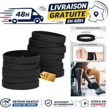 Bracelets en silicone élastiques 8 pouces sport lot de 12 HONTIUS noir